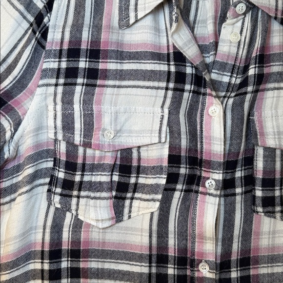 Paige Women’s Pink Black and White Thin Flannel Button Up Flannel Size Small - Picture 3 of 9